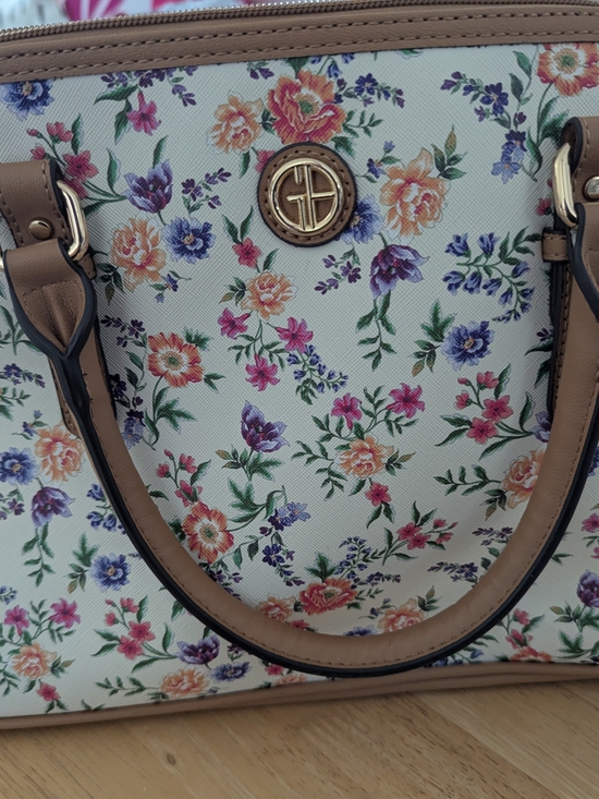 Gianni Bernini Handbags - Crossbody Dome Satchel Large Floral Print